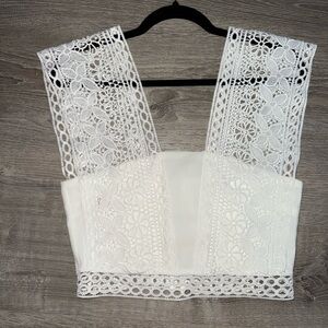 Charlotte Russe White Lace Crop Tank Top